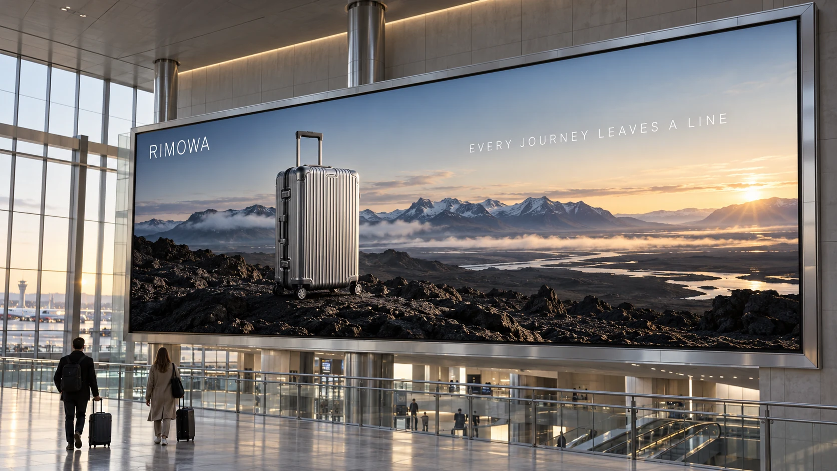Rimowa campaign concept in an airport billboard setting